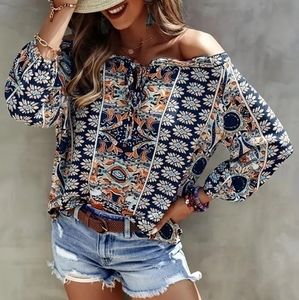 Floral Print, Off The Shoulder, Large (8-10) Nwot